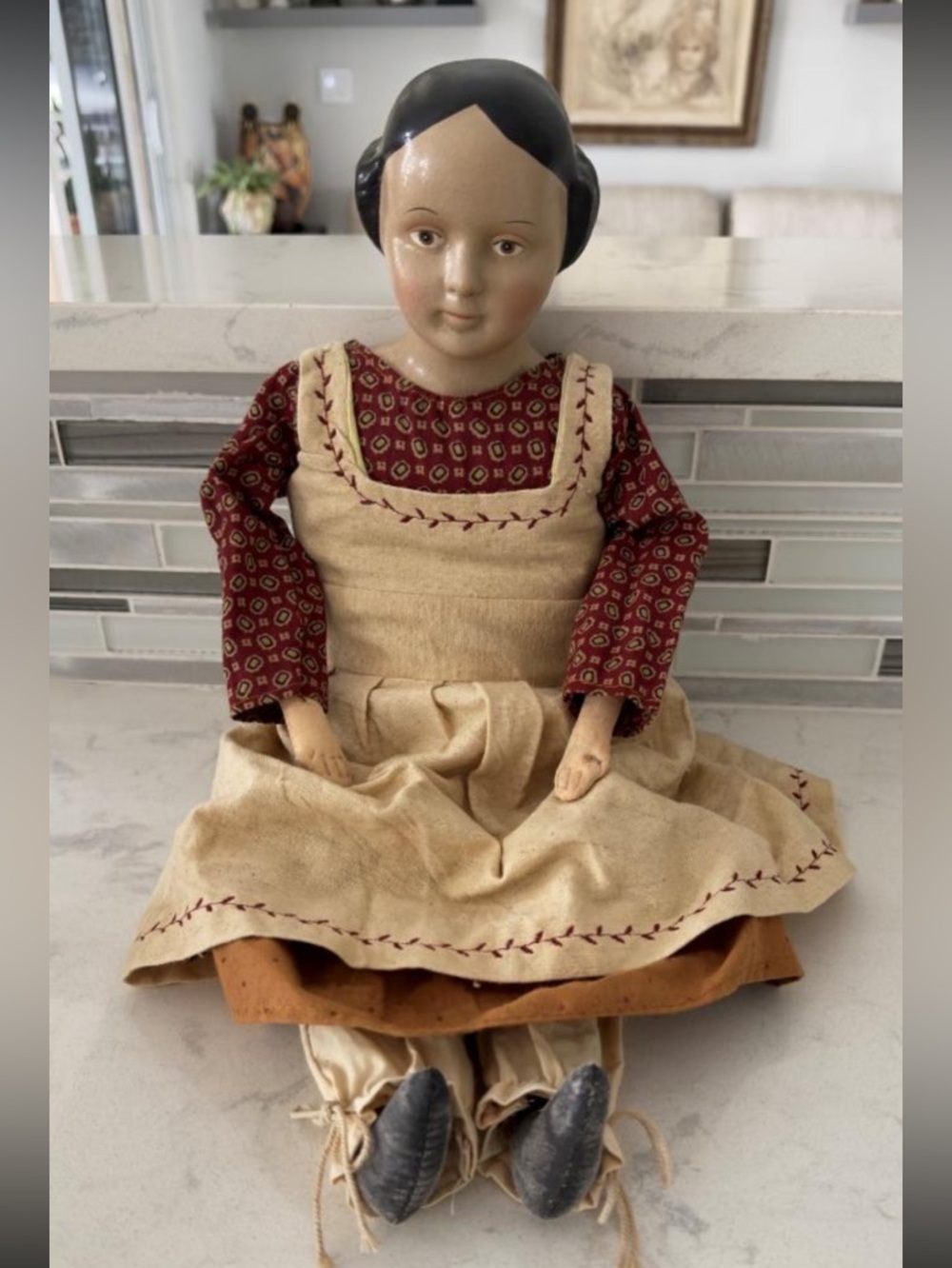 VTG Reproduction Ludwig Greiner Papier-Mâché Composition Doll |American Folk Art